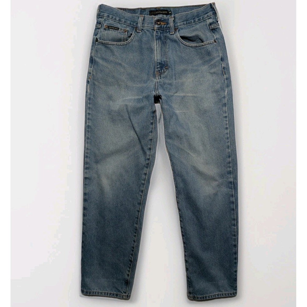 Calvin Klein Jeans Womens 32 Blue Straight Leg 100% Cotton Y2K 90s Style Denim